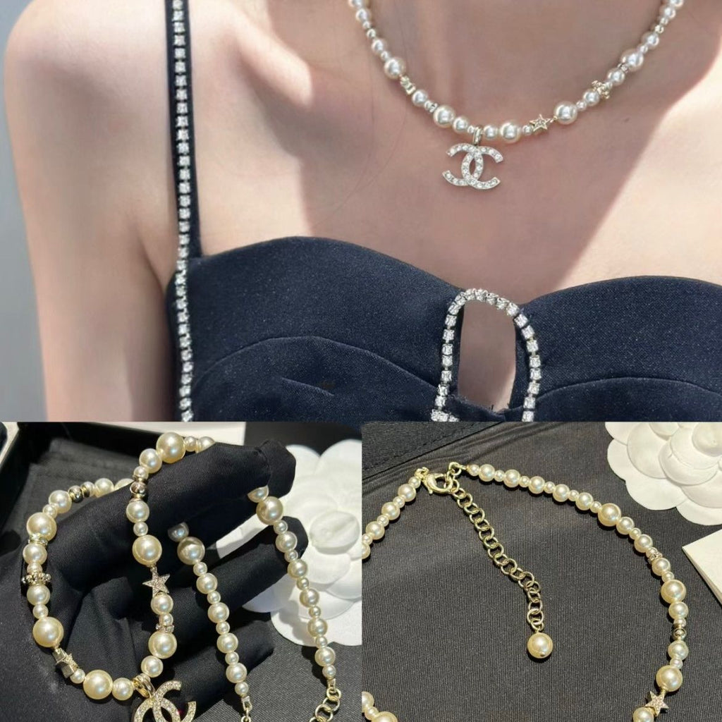 Classic Full Diamond Double C Collarbone Chain PD0823112204