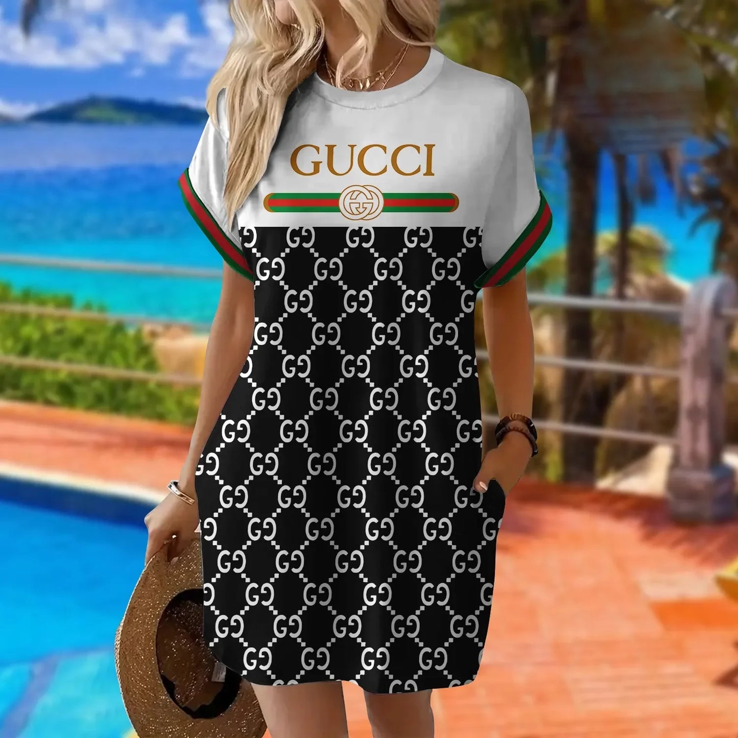 Premium Short Sleeve Pocket Dress 3D1025030418