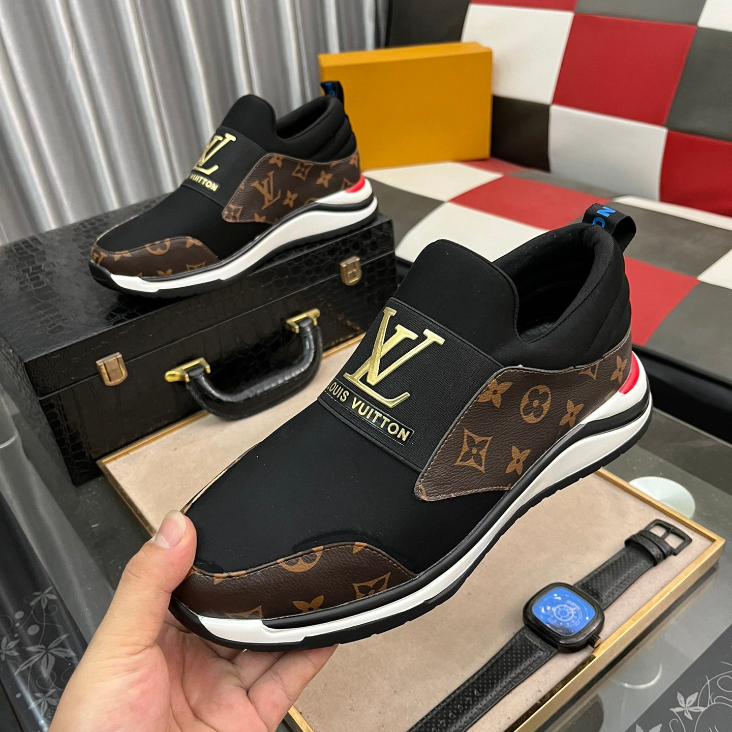 Men's slip-on printed sneakers XC0723072501