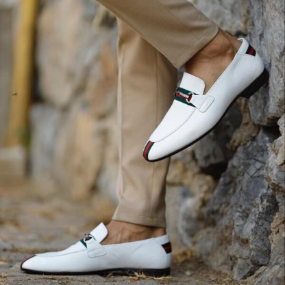 Men's Classic Dress Shoes White Penny Loafer