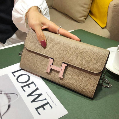 H button Kangkang Wallet Leather Long Wallet 1024032024