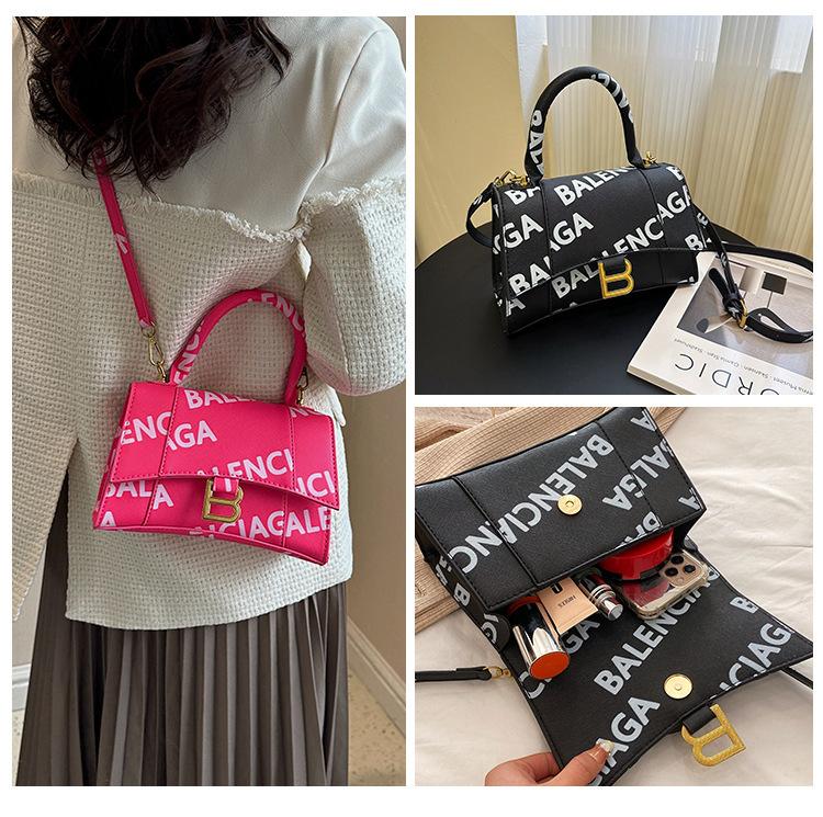 High-grade Texture Letter Hourglass Bag Single-shoulder Portable Crossbody Fashion Bag 1024041102