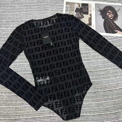 Fashionable Print Mesh Slim-Fit Base Jumpsuit 1024032130