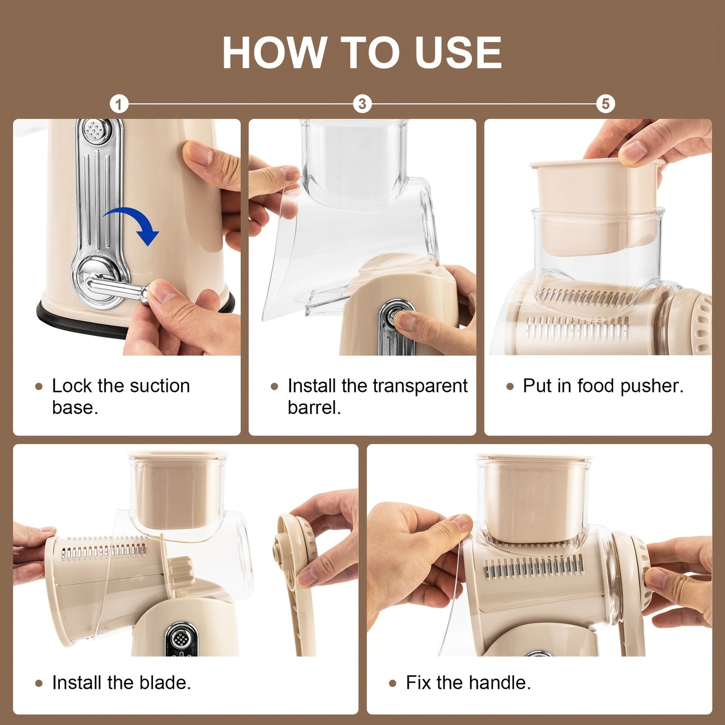 Hand-held Rotary Cheese Grinder｜Vegetable Chopper, Non-Electric Tool