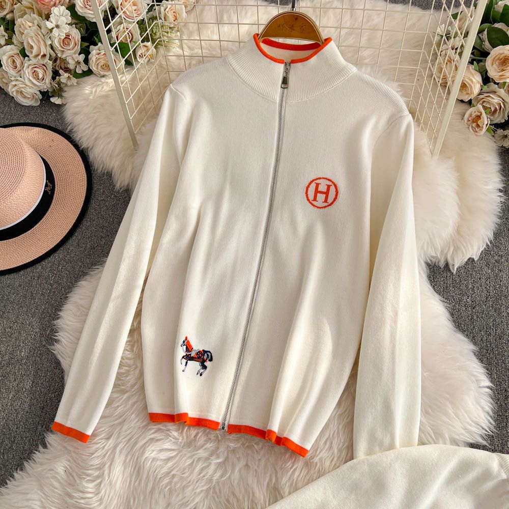 Embroidered sweater long-sleeved top two-piece set 9000910001