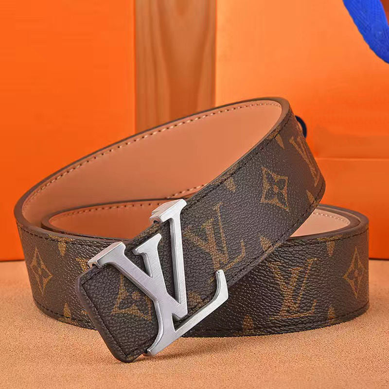 Men's belt high-grade letter leather business belt trend all-match strong and durable middle-aged and young casual pants belt