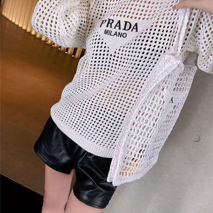 New hollow out knit sweater loose and versatile long sleeved pullover 1024030808