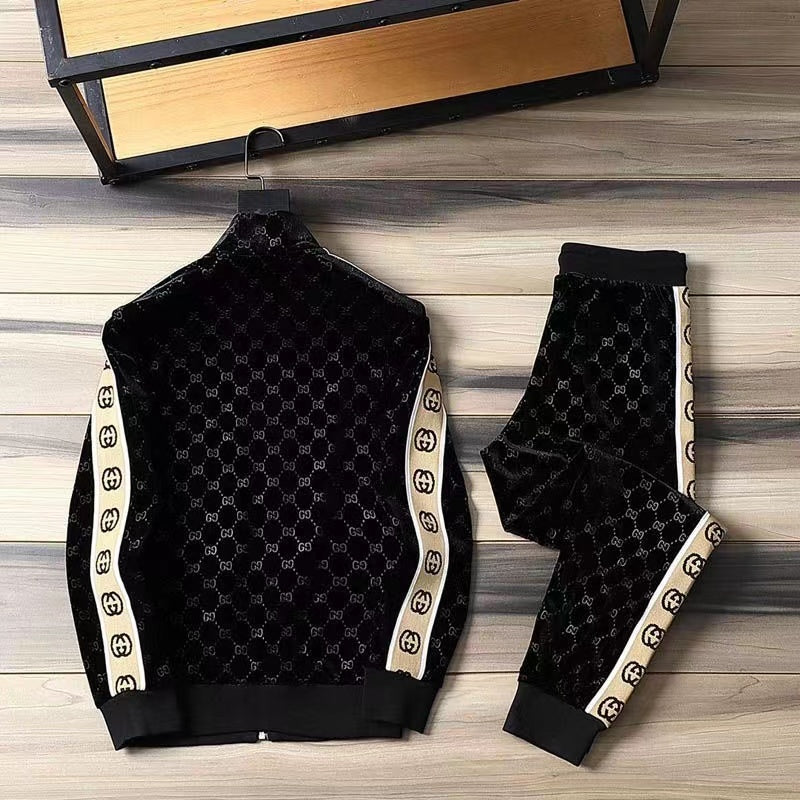 Men's Printed Sweater Sweatpants Casual Suit Sportswear Two Piece Set-01