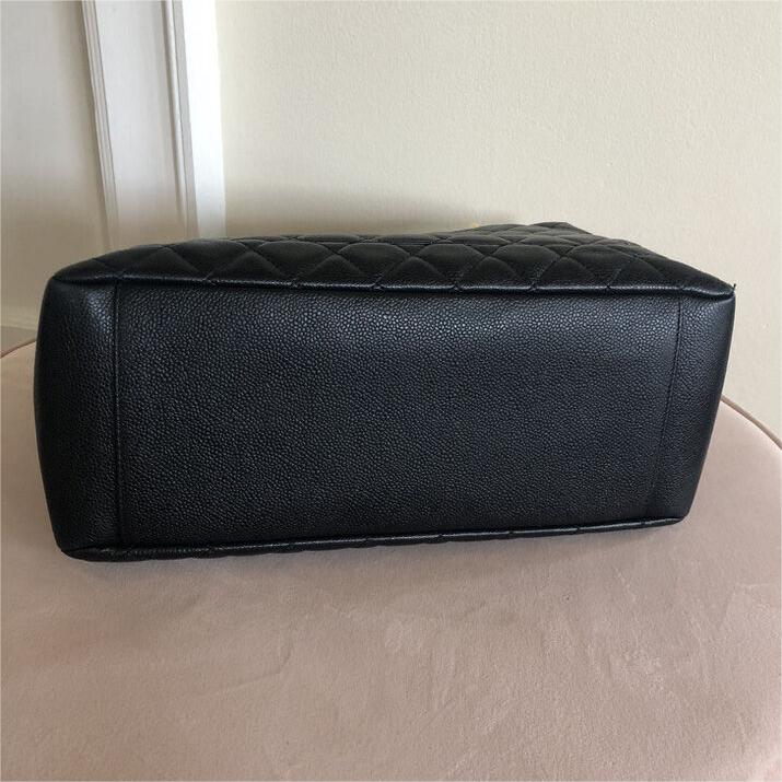 Authentic Cl CC BlackGold Caviar Quilted Grand Shopping Tote 0424031803