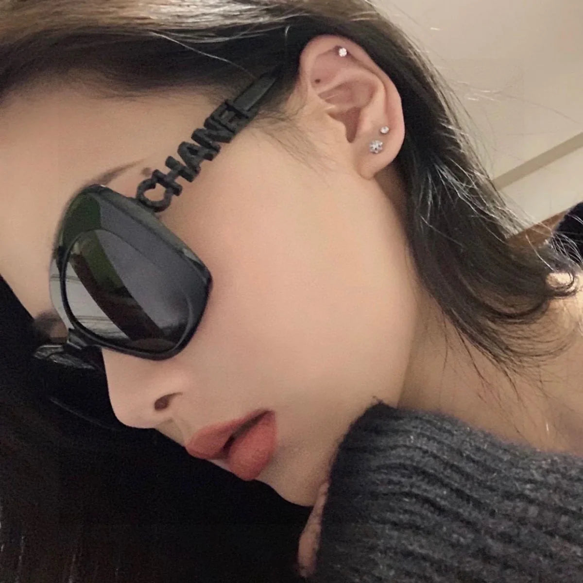 Black Frame Plain UV Protection SunglassesPD05202411904