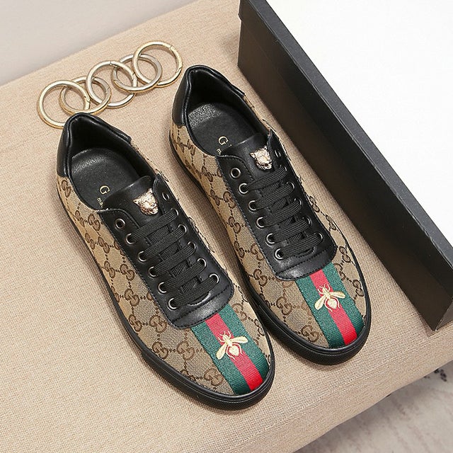 Men's Brown  Leisure printed canvas heavy industry bee casual shoes