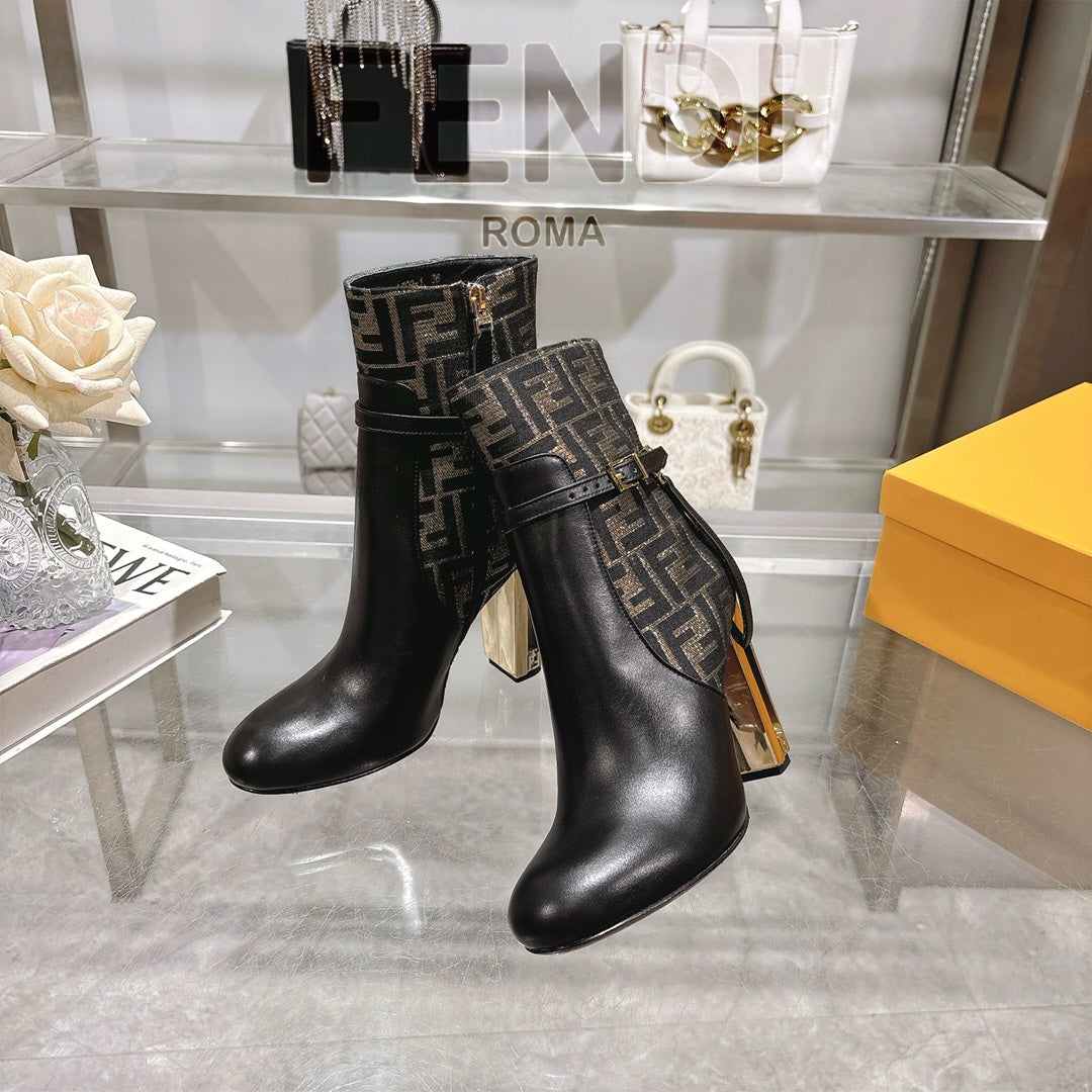 FD Round toe leather Delfina boots 1824111503