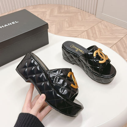 Chane1 top fashion thick-soled rhombus slippers 0724030812