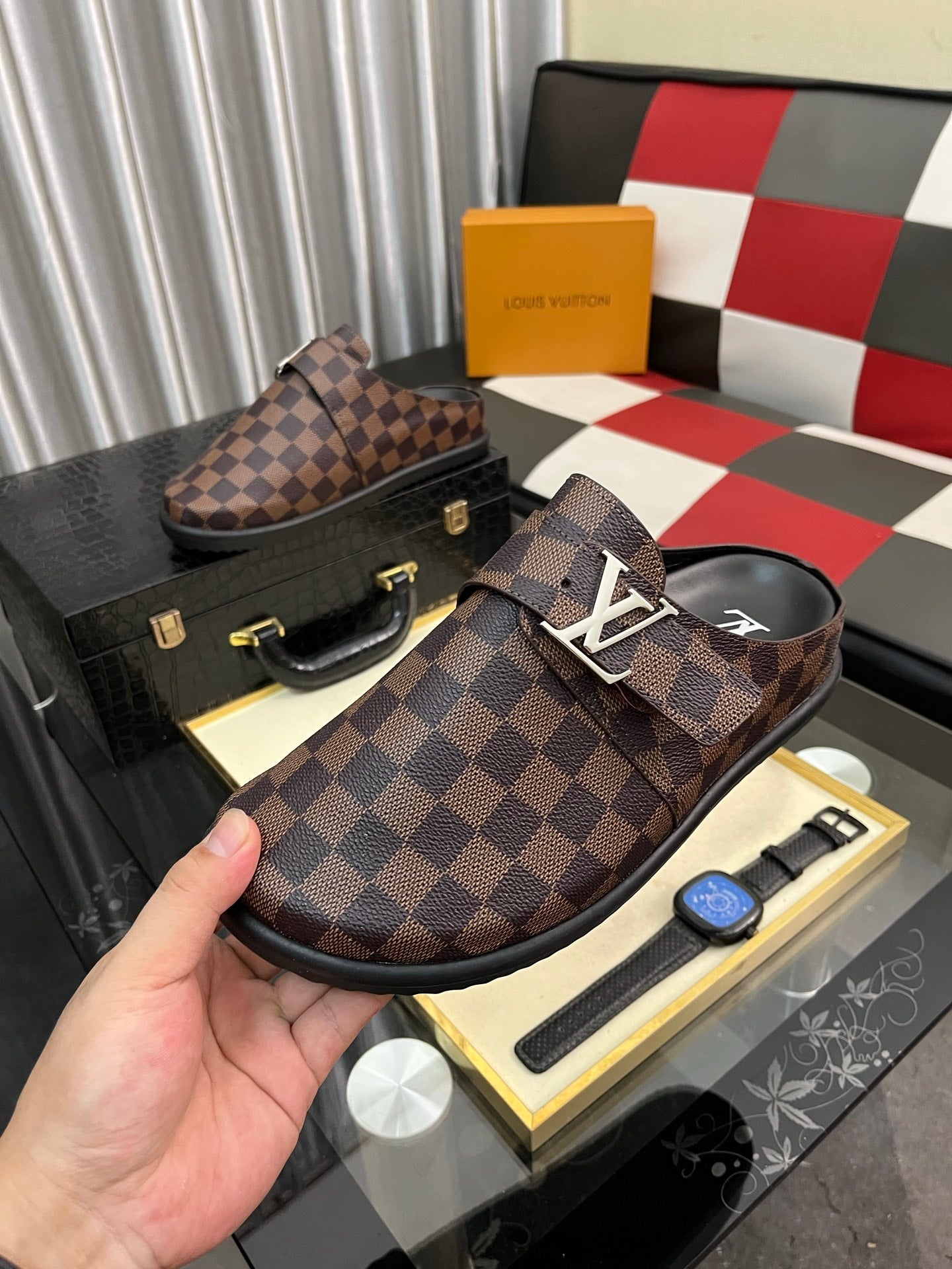 Lvv fashion casual plaid slippers 0725082903