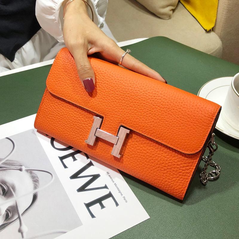 H button Kangkang Wallet Leather Long Wallet 1024032024