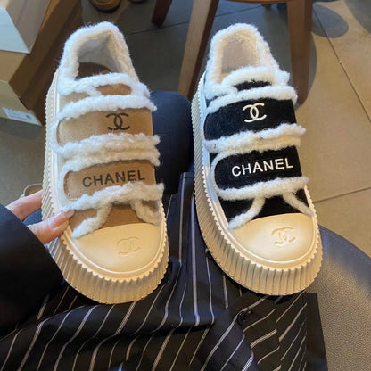 23 CL Velvet high-top and low-top genuine leather thick-soled warm Velcro fasteners, versatile and fashionable platform shoes PD 0423111405  1