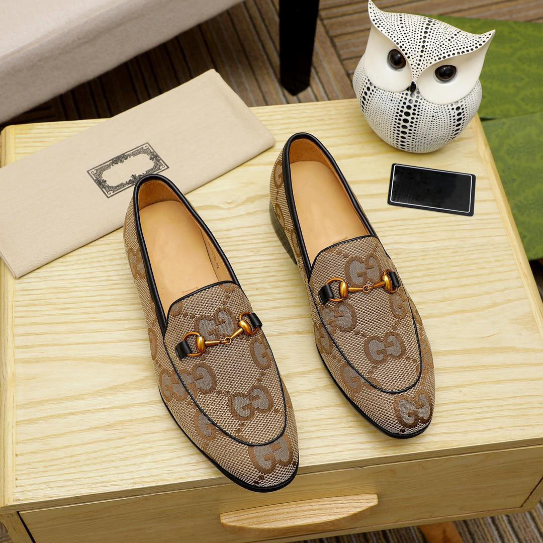 Fashion Lace-Up Presbyopia Brown Pattern Loafers