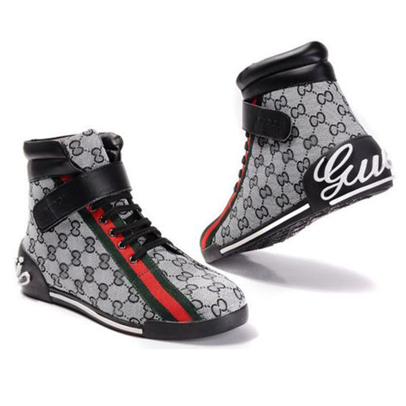 Men's grey handmade canvas high-top shoes (hot sale)