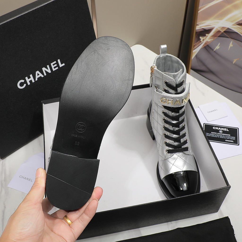 CNL fashion rhombus gold and silver cowhide boots 0724101707