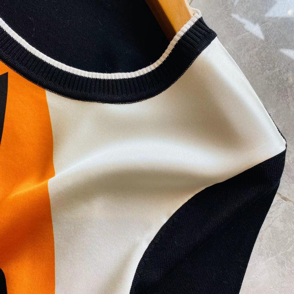 New Satin Fashion Printed T-shirt Short Sleeve 1024052116