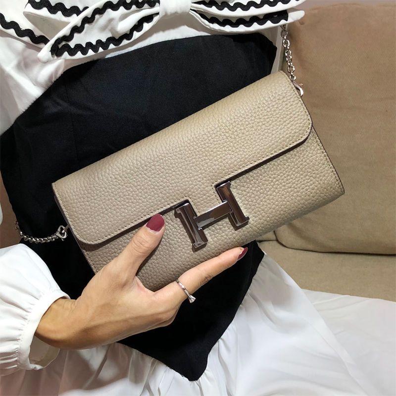 H button Kangkang Wallet Leather Long Wallet 1024032024