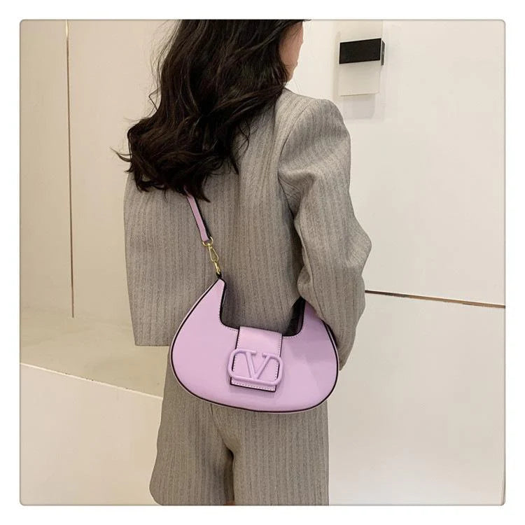 New Solid Color Litchi Underarm Bag Fashion Shoulder Bag 1024051518