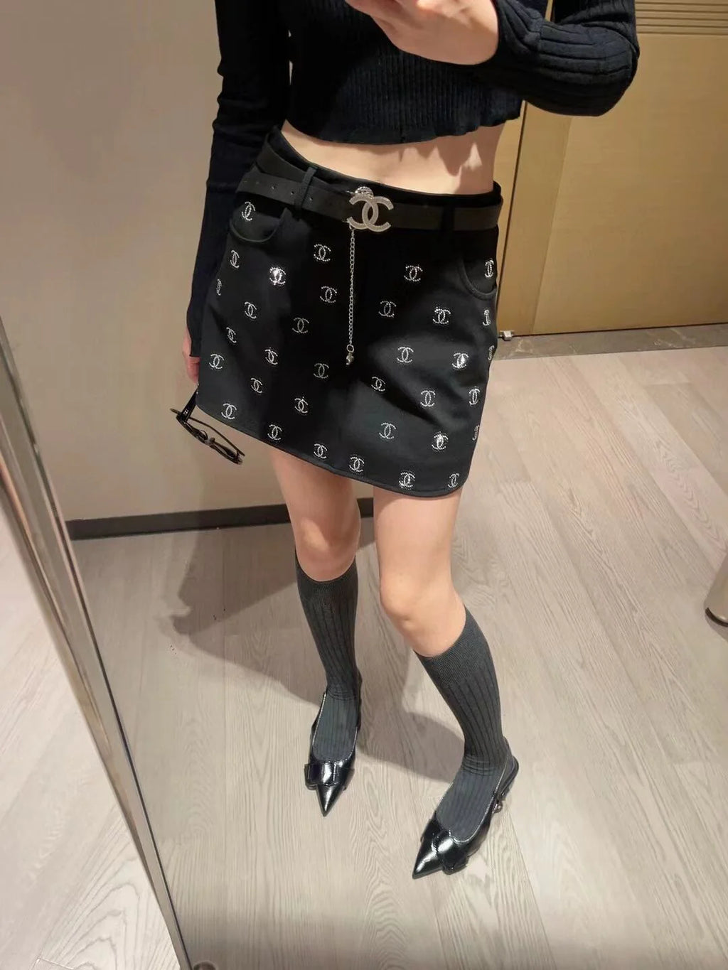 New Entry Light Luxury Spice Girl Full Hot Diamond Skirt 1024040130