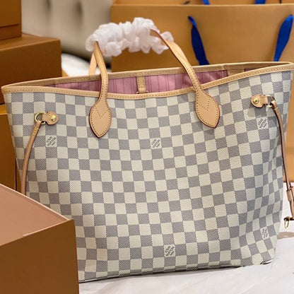 Handmade Leather Handbag Damier Neverfull MM
