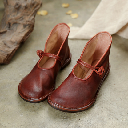 Handmade Chinese Elements Soft Leather Retro Flats 35-41