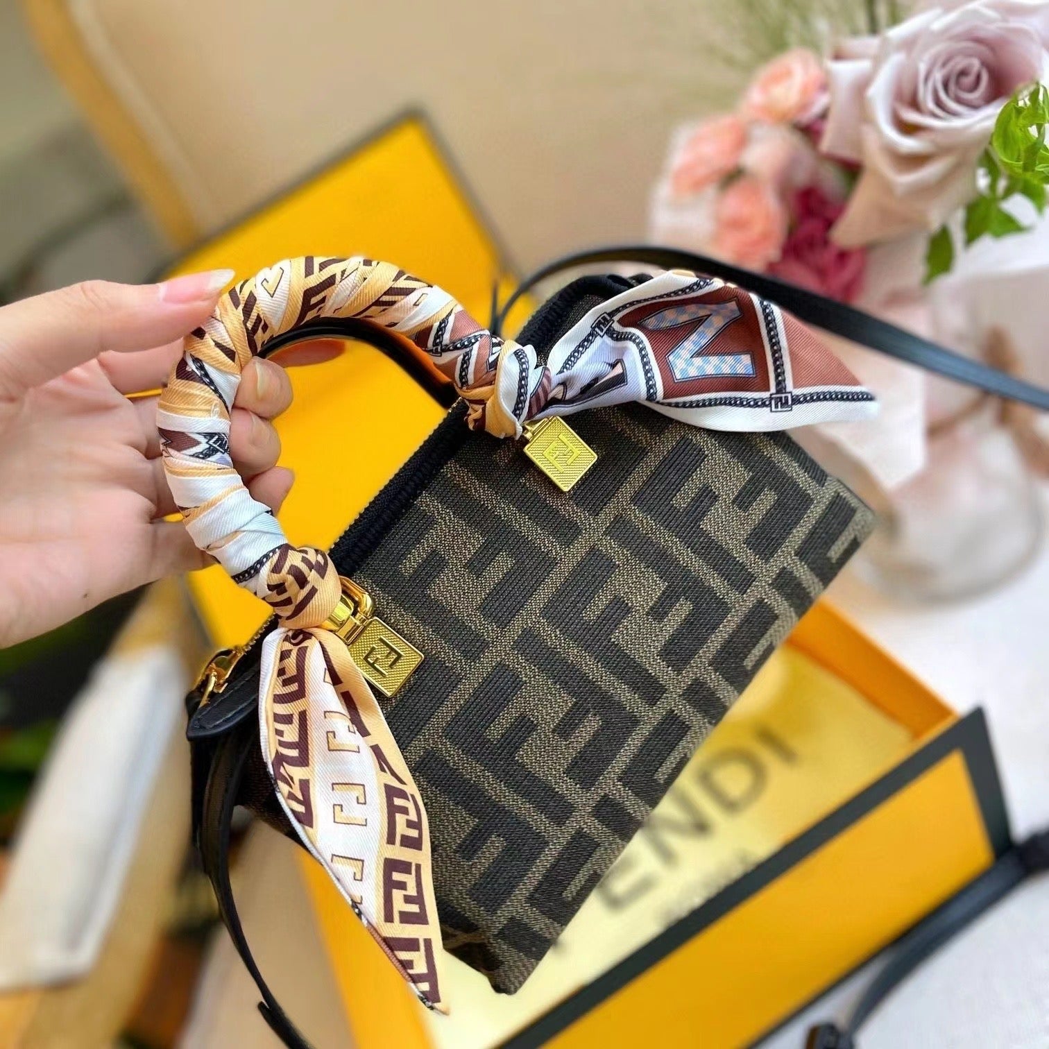 Boston bag light luxury noble luxury high-end color matching letter bag