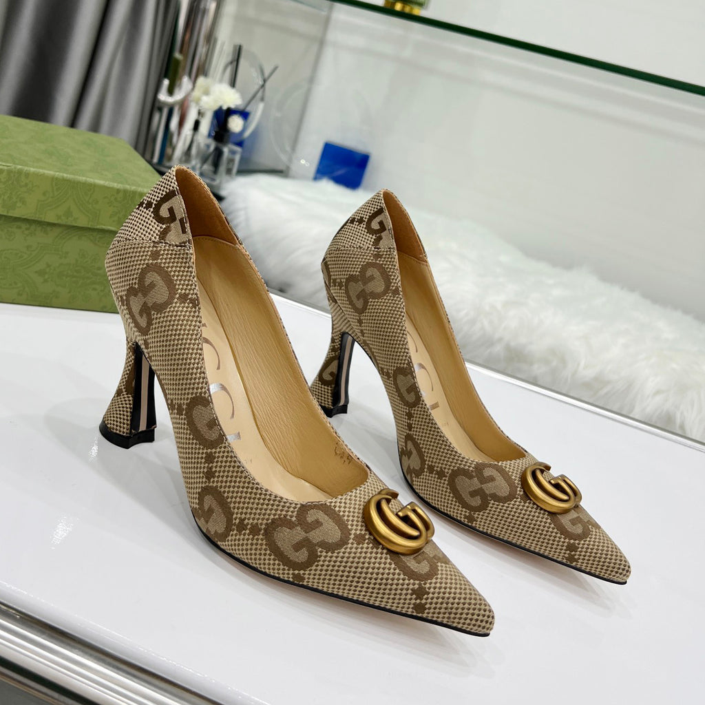 Leather Classic Print Pumps XC0723042417