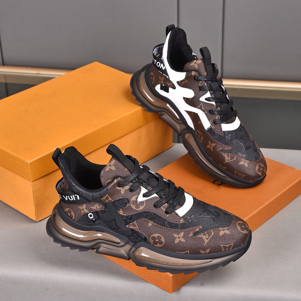 V22 Brown Color Block Cushion Sole Sneakers