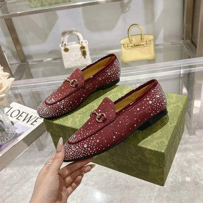 Women's New Rhinestone Horsebit Buckle Loafers 1025011710