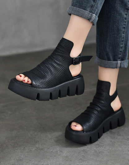 Comfortable Open Toe Retro Platform Sandals Slingback