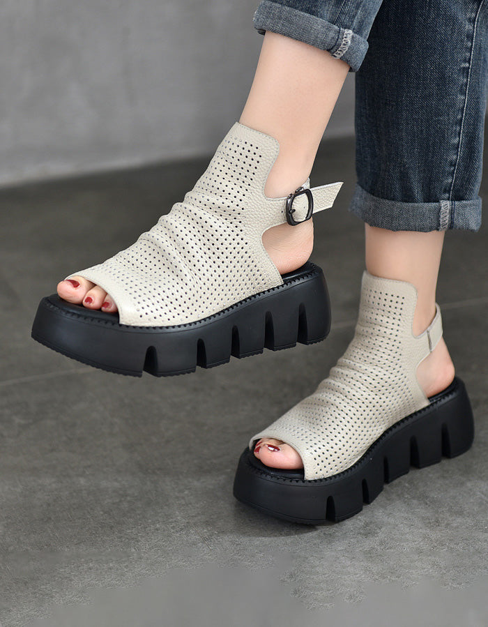 Comfortable Open Toe Retro Platform Sandals Slingback