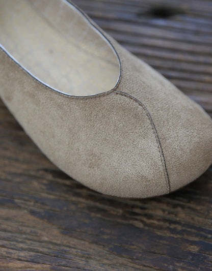 Light Weight Round Toe Suede Slip-on Flats