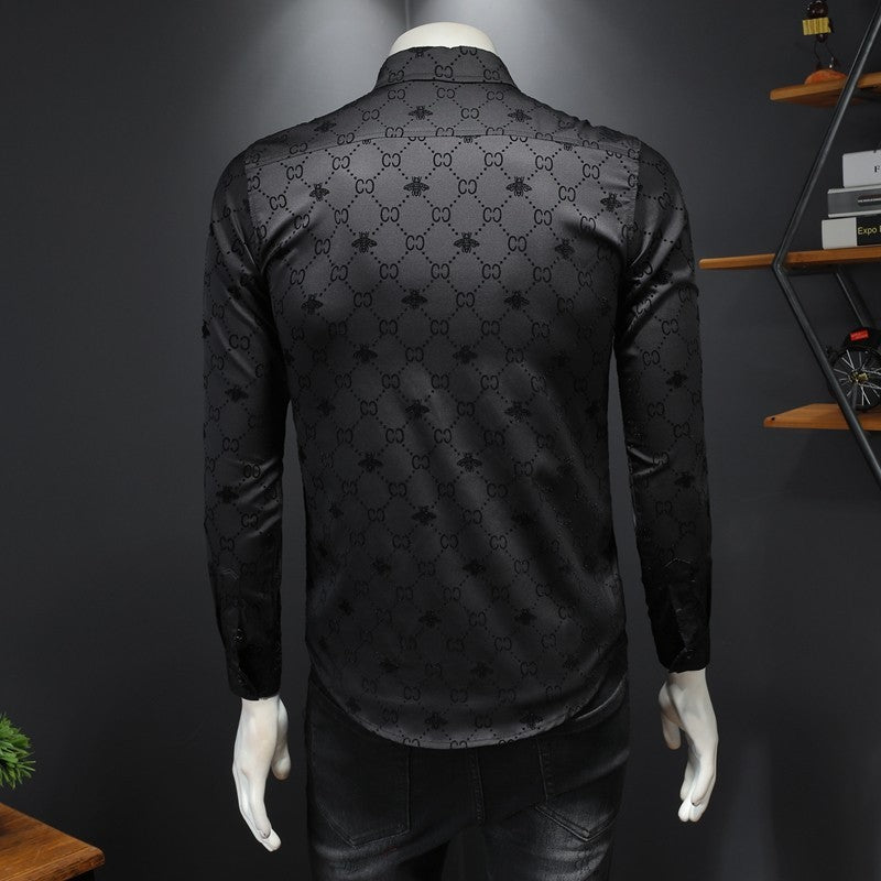 New Fashion Casual Versatile Men's Long Sleeve Shirt PF1023110704