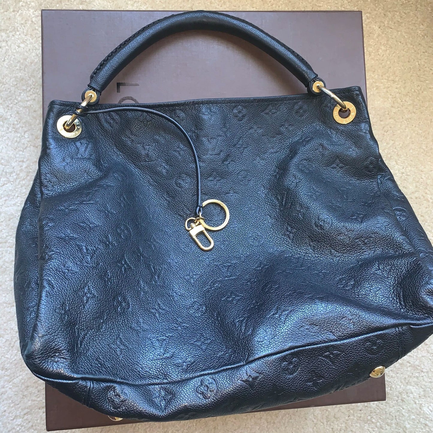 Black letter pattern leather bag