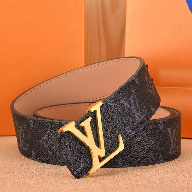Men's belt high-grade letter leather business belt all-match strong and durable casual pants belt