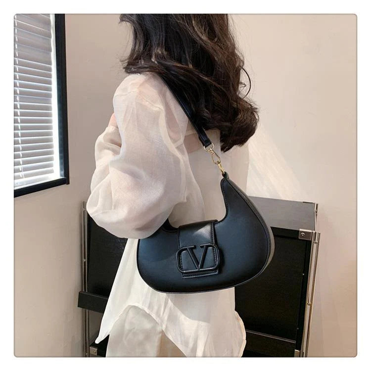New Solid Color Litchi Underarm Bag Fashion Shoulder Bag 1024051518