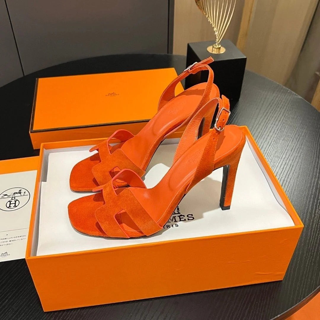 New Leather H Logo Women's High Heeled PD052024022704