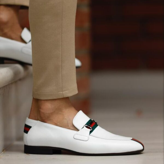 Men's Classic Dress Shoes White Penny Loafer