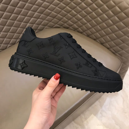 BLACK LEATHER MONOGRAM LUXEMBOURG SNEAKER