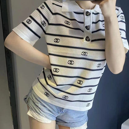 Polo collar shirt short sleeved top PD10042715