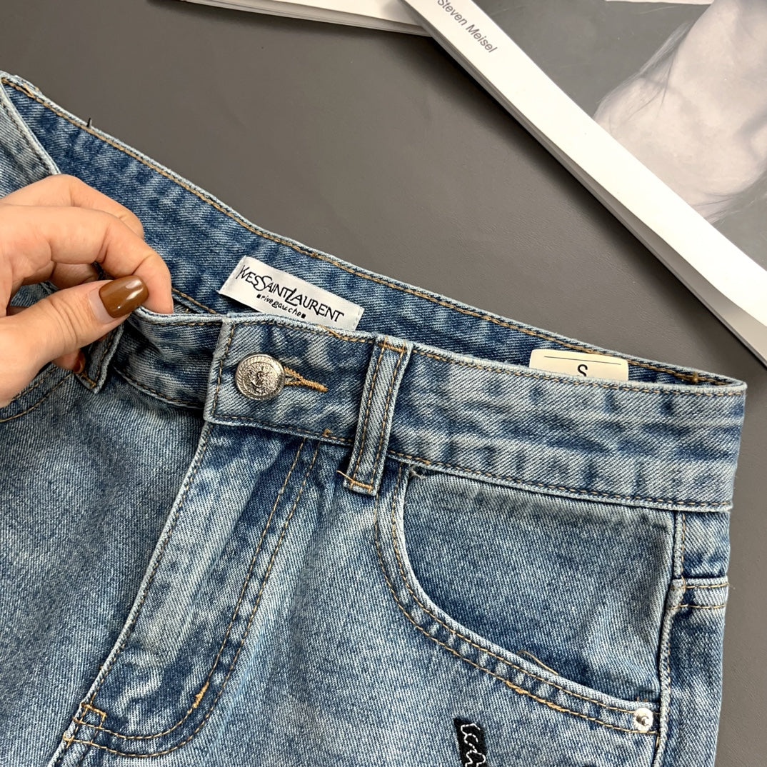 YSL fashion denim shorts 0725070105
