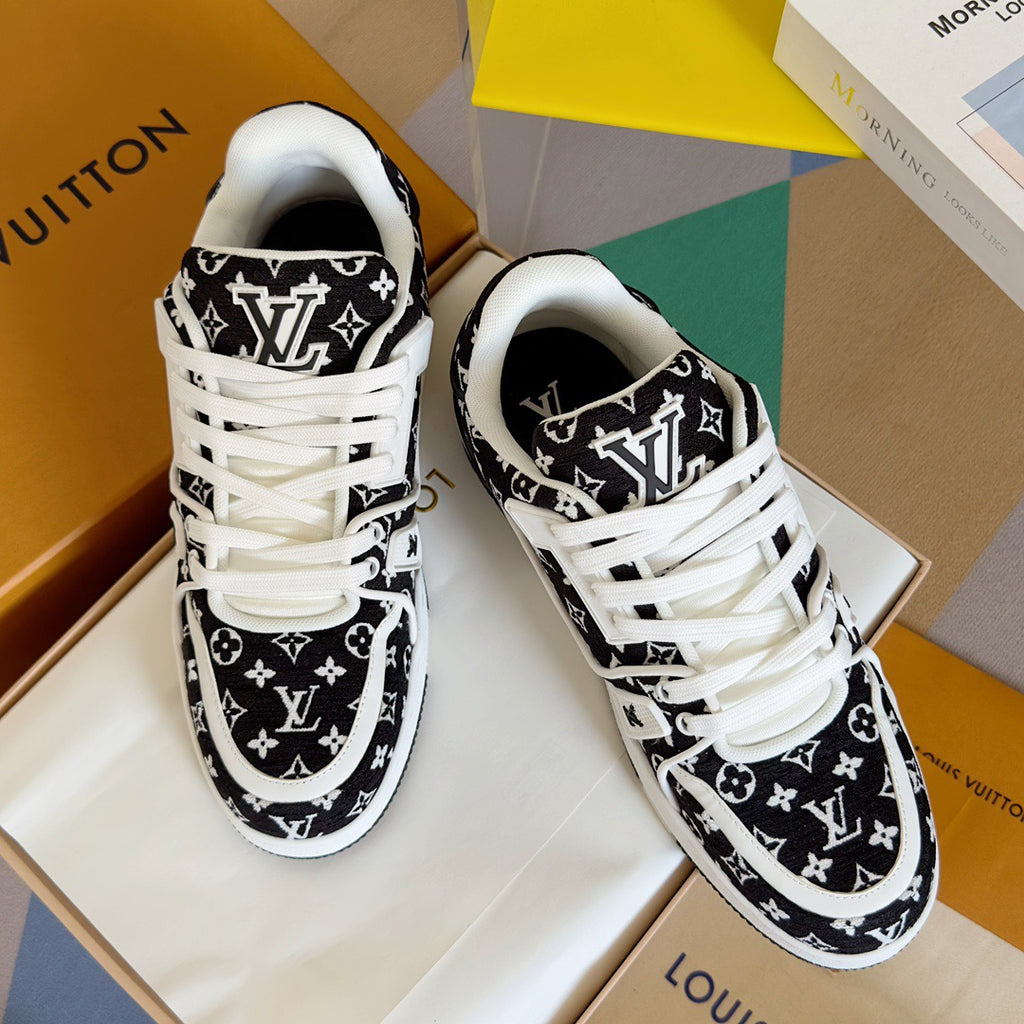 Lvv couple limited series casual denim print sneakers 0725012402