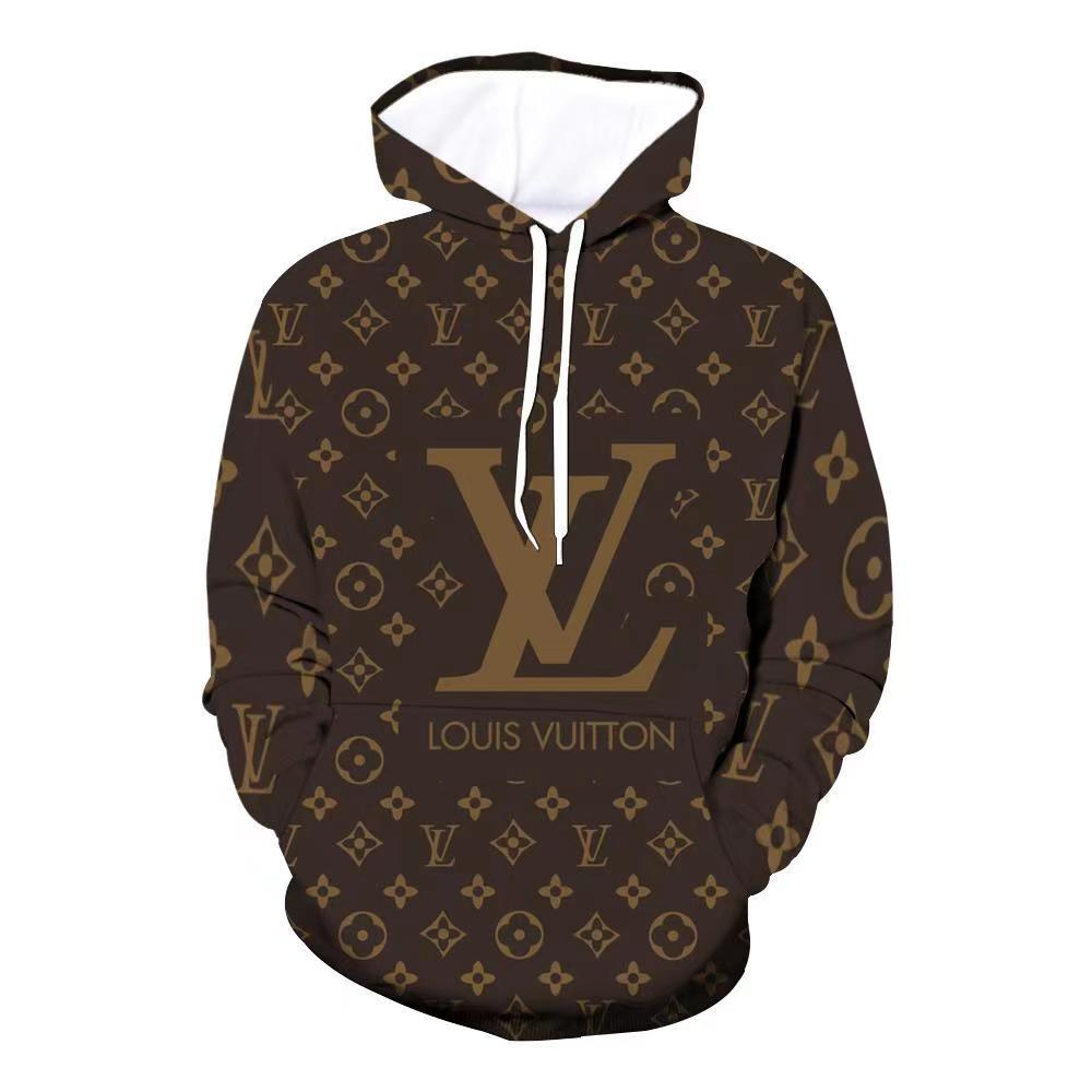 V Logo brown Loose printed hooded