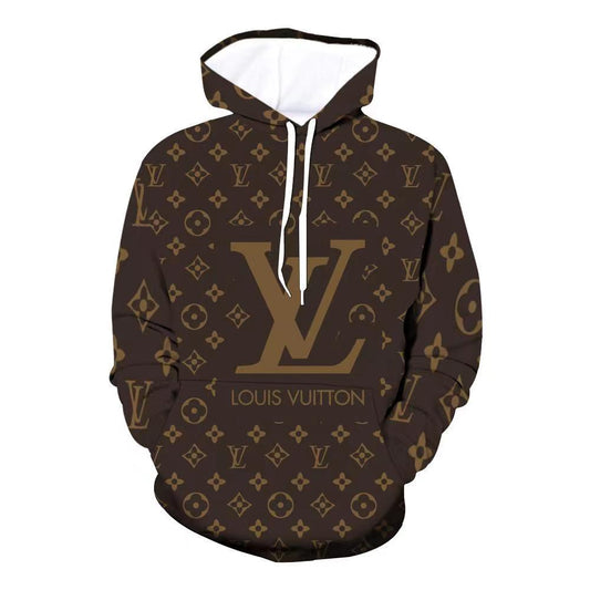 V Logo brown Loose printed hooded