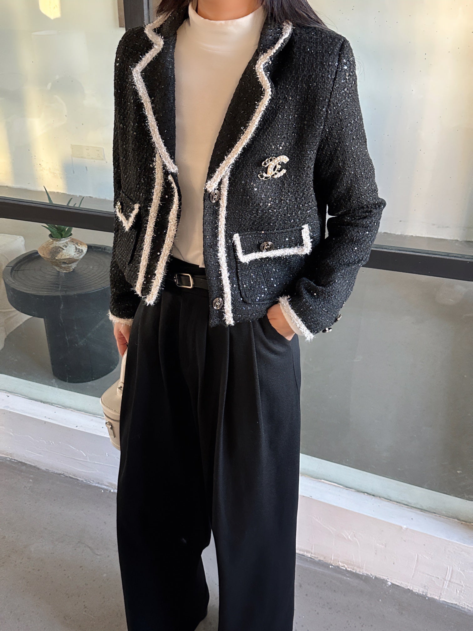 Braided short jacket suit collar design 0724031302