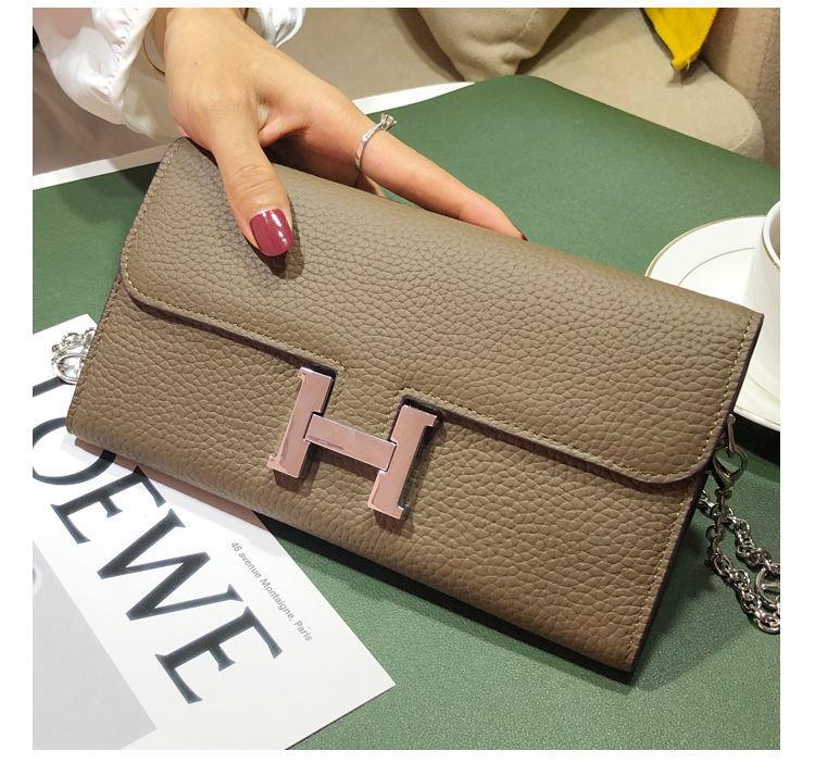 H button Kangkang Wallet Leather Long Wallet 1024032024